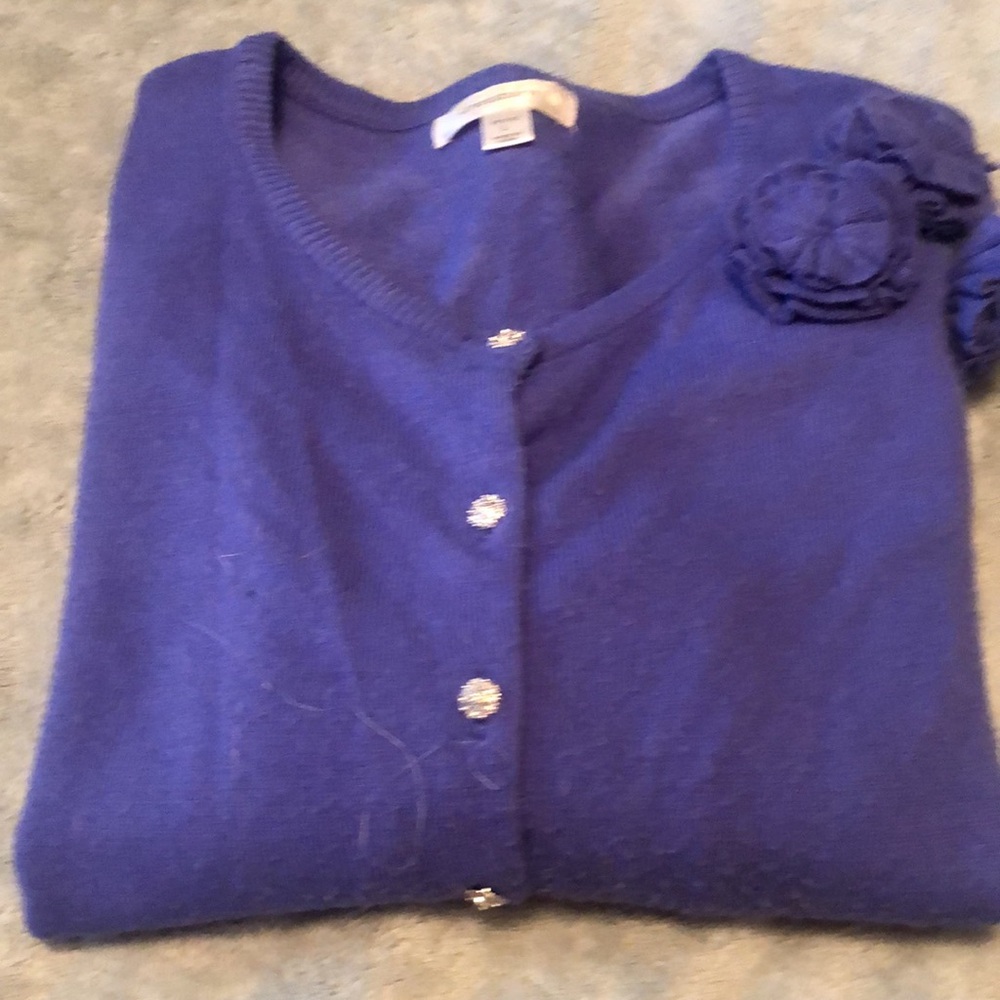 Vintage purple cardigan with rosettes on one side sparkly buttons